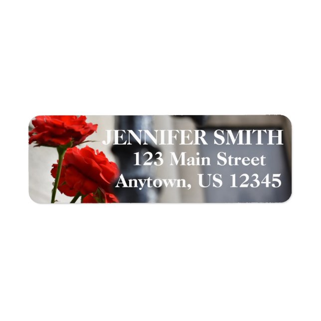 Red Rose Flower Gate Photography Personalized Label (Front)