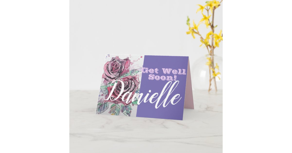 Get Well Soon Speedy Recovery Greeting Card for Her Female Red Roses  Flowers