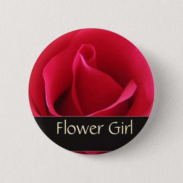 Red rose flower girl pin (Front)