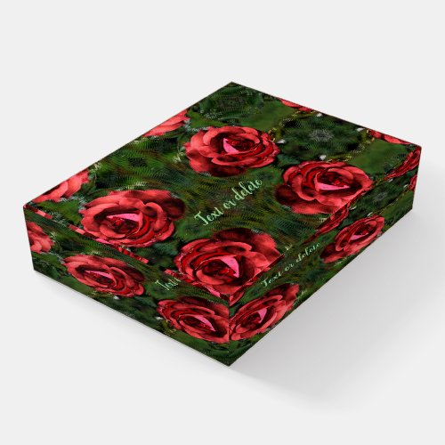 Red Rose Flower In Bloom Abstract Art Personalized Paperweight