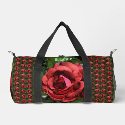 Red Rose Flower In Bloom Abstract Personalized Duffle Bag