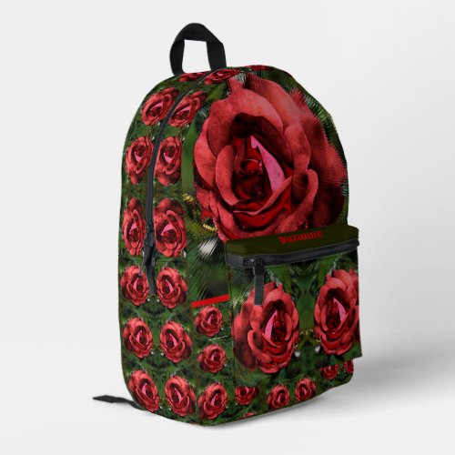 Red Rose Flower In Bloom Abstract Personalized Printed Backpack