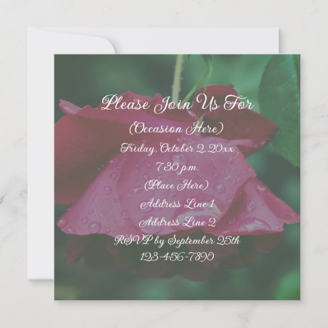 Red Rose Flower Invitation (Front)