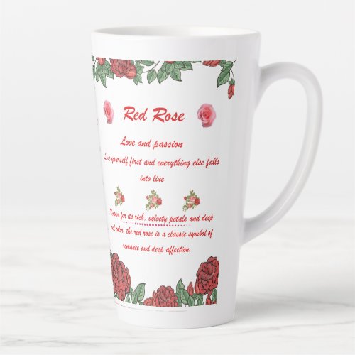 Red Rose Flower Language Latte Mug