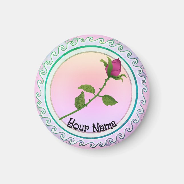 Red Rose flower Magnet (Front)