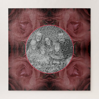 Red Rose Flower Nature Frame Add Your Photo Jigsaw Puzzle