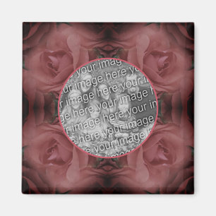 Red Rose Flower Nature Frame Add Your Photo Magnet