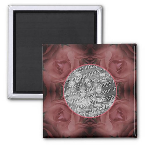 Red Rose Flower Nature Frame Add Your Photo  Magnet
