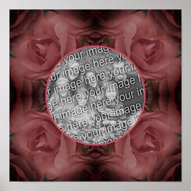 Red Rose Flower Nature Frame Add Your Photo  Poster (Front)