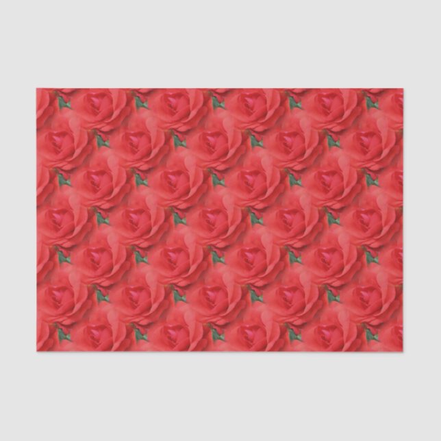 Red Rose Flower Nature Pattern    Tissue Paper (Front)