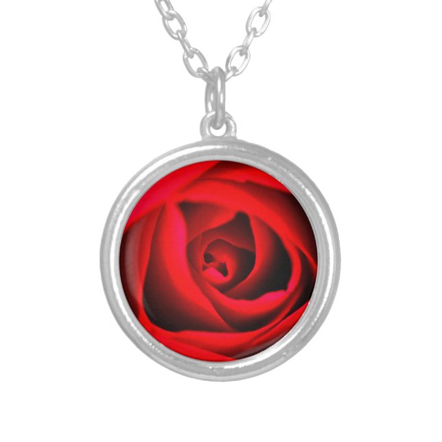 Red rose flower Necklace (Front)