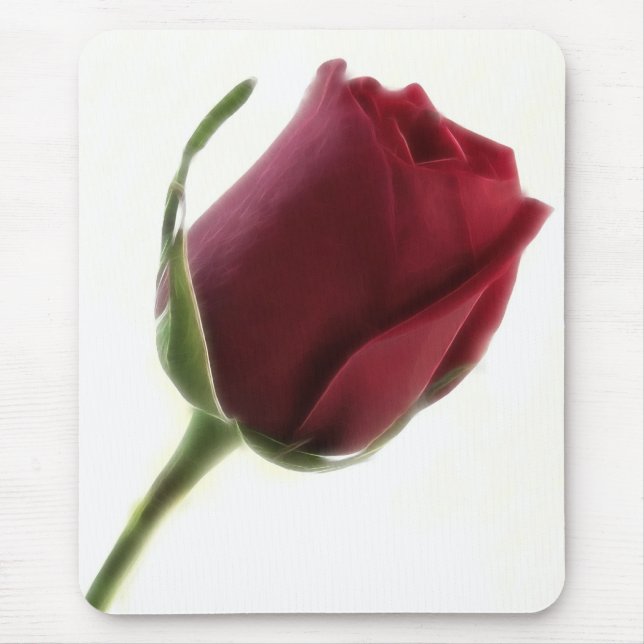 Red Rose Flower on White Mouse Pad (Front)