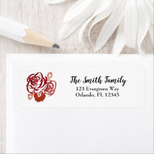 Red Rose Flower Painting Label