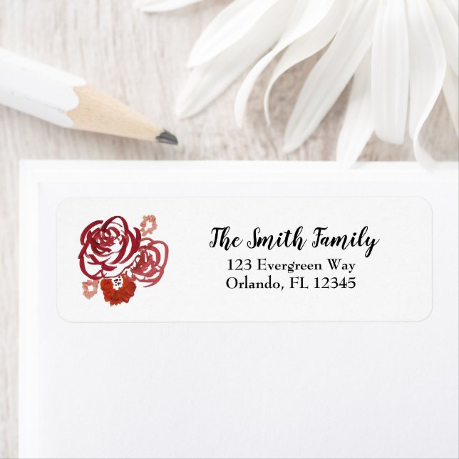 Red Rose Flower Painting Label (Insitu)