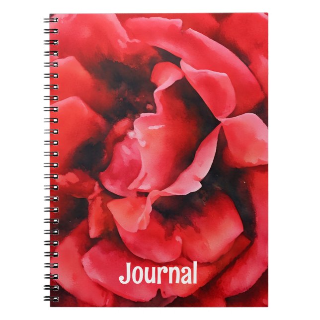 Red Rose Flower Petals Art Journal Personalize (Front)