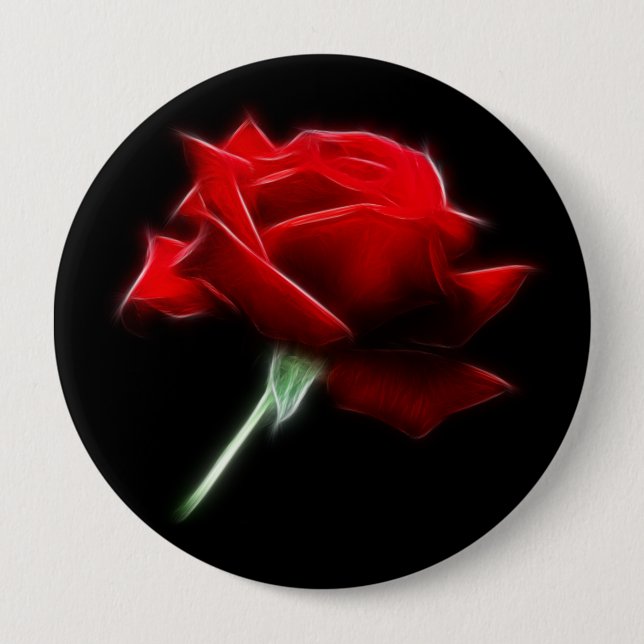 Red Rose Flower Plant Button (Front)