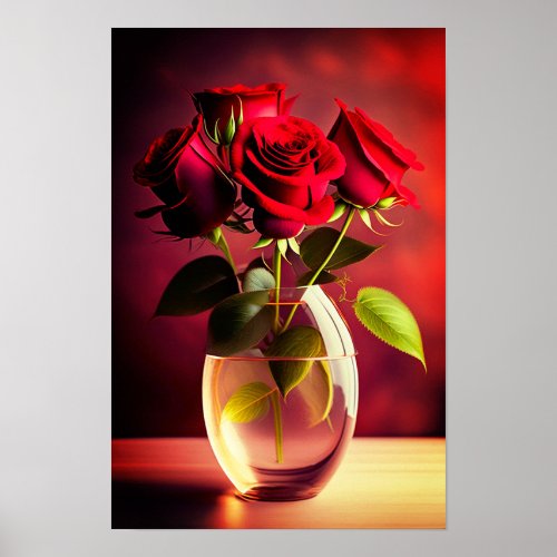 Red Rose Flower Poster