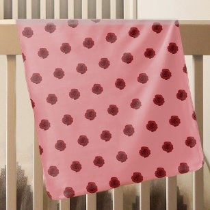 Red Rose Flower Seamless Pattern on Baby Blanket