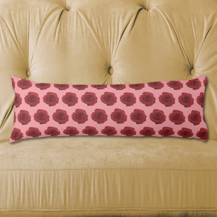 Red Rose Flower Seamless Pattern on Body Pillow