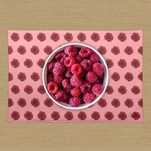 Red Rose Flower Seamless Pattern on Cloth Placemat