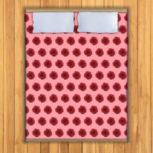 Red Rose Flower Seamless Pattern on Duvet Cover