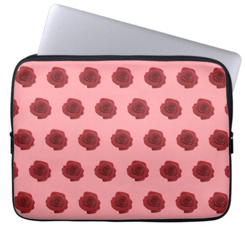Red Rose Flower Seamless Pattern on Laptop Sleeve