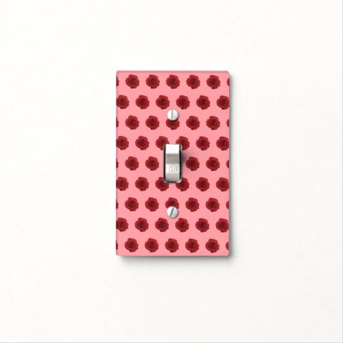 Red Rose Flower Seamless Pattern on Light Switch Cover