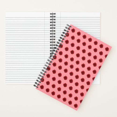 Red Rose Flower Seamless Pattern on Notebook