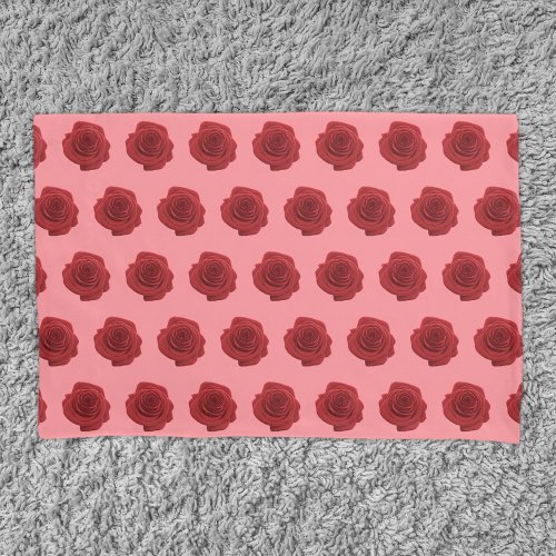 Red Rose Flower Seamless Pattern on Pillow Case