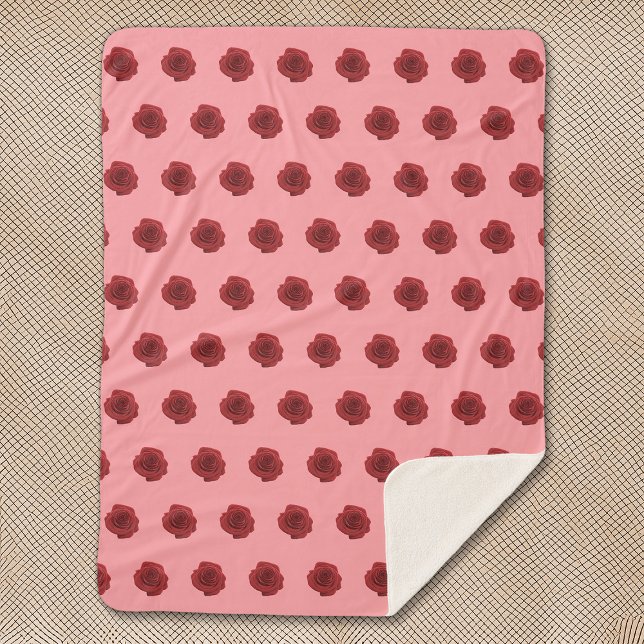 Red Rose Flower Seamless Pattern on Sherpa Blanket (Red Rose flower seamless pattern on sherpa blanket)