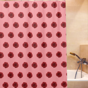 Red Rose Flower Seamless Pattern on Shower Curtain
