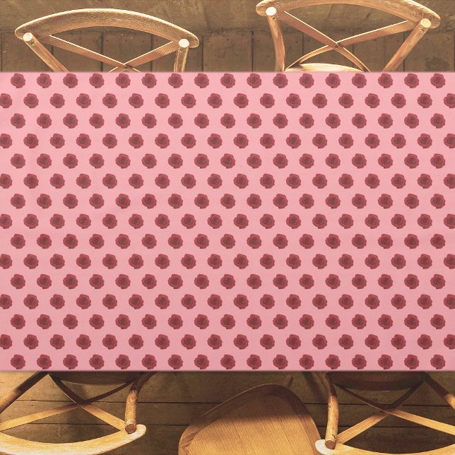 Red Rose Flower Seamless Pattern on Tablecloth (Red Rose flower seamless pattern on tablecloth)