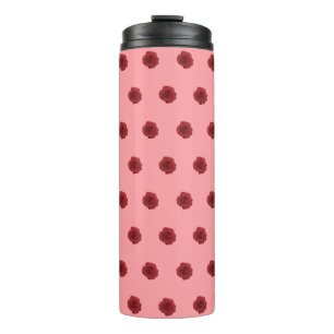 Red Rose Flower Seamless Pattern on Thermal Tumbler