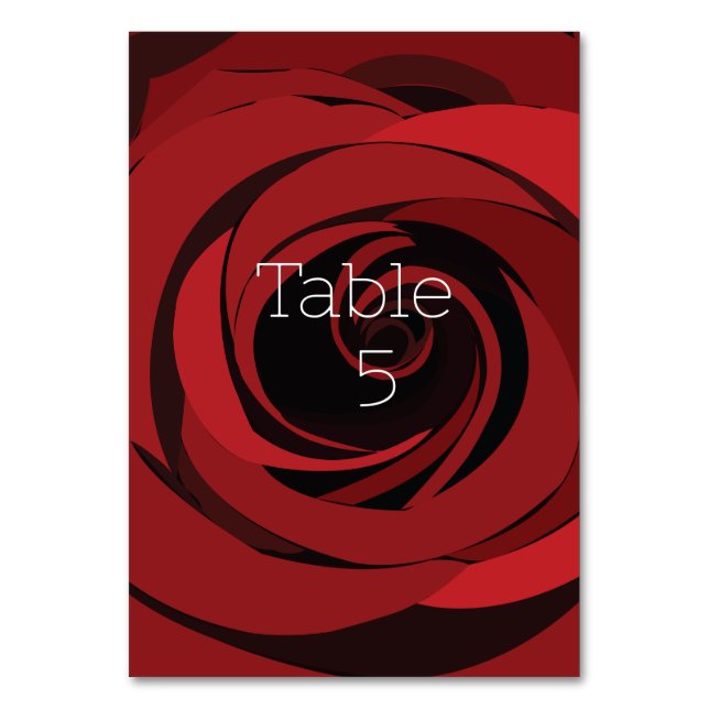 Red Rose Flower     Table Number (Front)