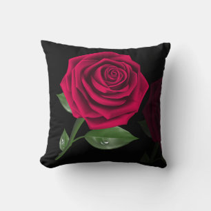 Red Rose Flower Throw Pillow
