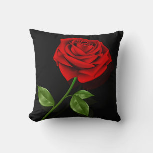 Red Rose Flower Throw Pillow