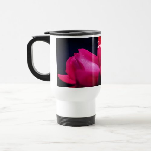 Red Rose Flower Up Close Personalized  Travel Mug