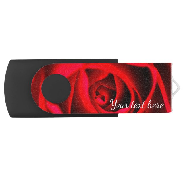 Red rose flower USB swivel flash drive 8GB (Front)