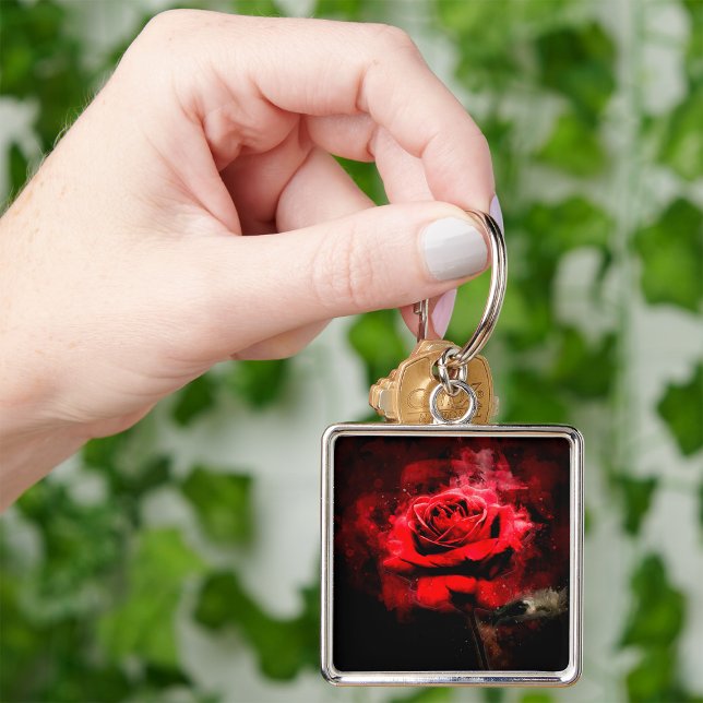 Red Rose flower watercolor - bb Keychain (Creator Uploaded)