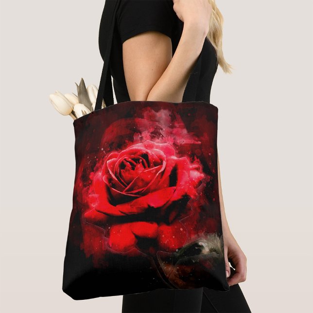 Red Rose flower watercolor - bb Tote Bag (Creator Uploaded)