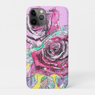 Red Rose Flower Watercolour Colorful Art iPhone 11 Pro Case
