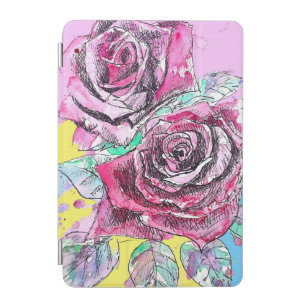 Red Rose Flower Watercolour Colourful Art iPad Mini Cover