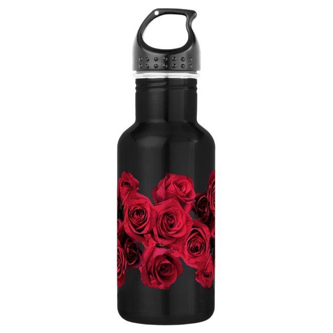 Red Rose Flowers 18oz Water Bottle