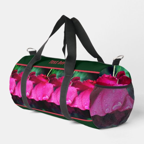 Red Rose Flowers And Raindrops Personalized Duffle Bag