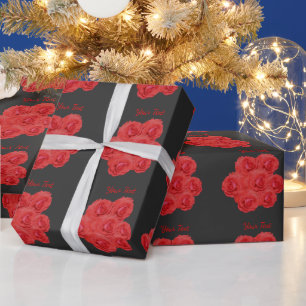 Red Rose Flowers Bouquet Personalized Wrapping Pap Paper