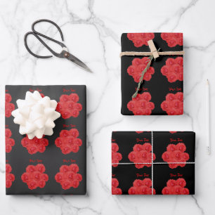Red Rose Flowers Bouquet Personalized   Wrapping Paper Sheets
