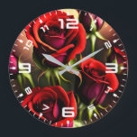 Red Rose Flowers Digital Artwork-58567 Large Clock<br><div class="desc">Red Rose Flowers Digital Artwork-58567</div>