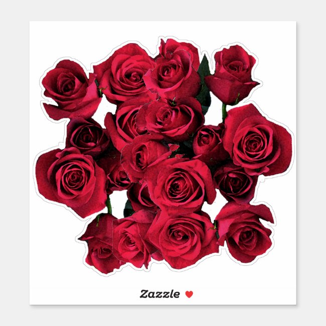 Red Rose Flowers Floral Contour Sticker
