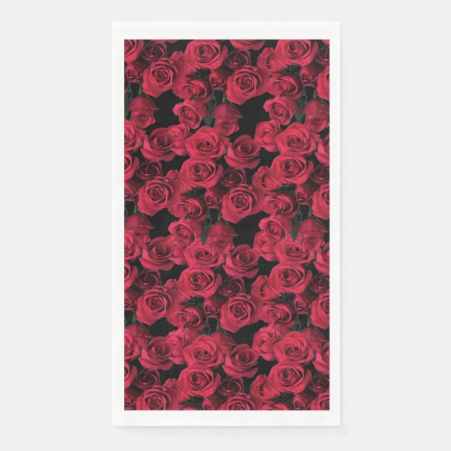 Red Rose Flowers Floral Paper Guest Towels