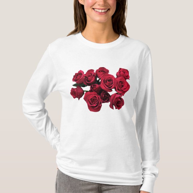Red Rose Flowers Garden T-shirt (Front)